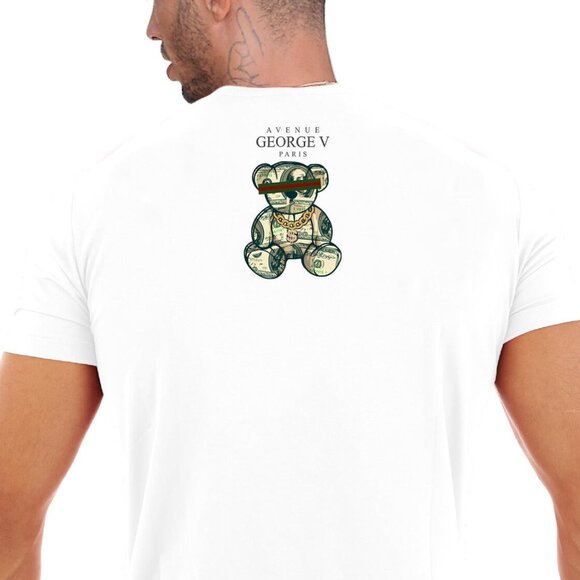 Avenue George V Paris Short Set Men's White 2 piece set Teddy Bear Rhinestone - Picture 5 of 6